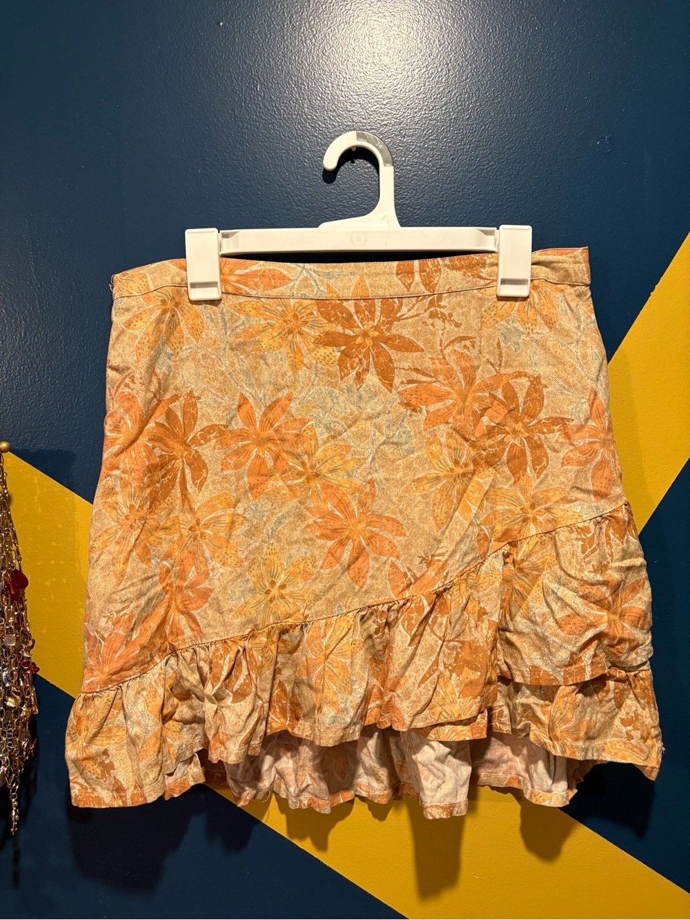 Roxy Peach Floral Print Mini Skirt EUC